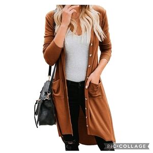 Naggoo Brown Long Cardigan Sweater
